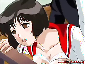 Garota anime fofa explora o prazer com um dildo e sexo
