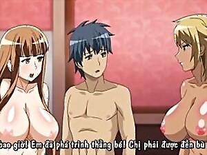 Три аниме-красотки с огромными грудями участвуют в горячих, чувственных встречах в этом эротическом видео.